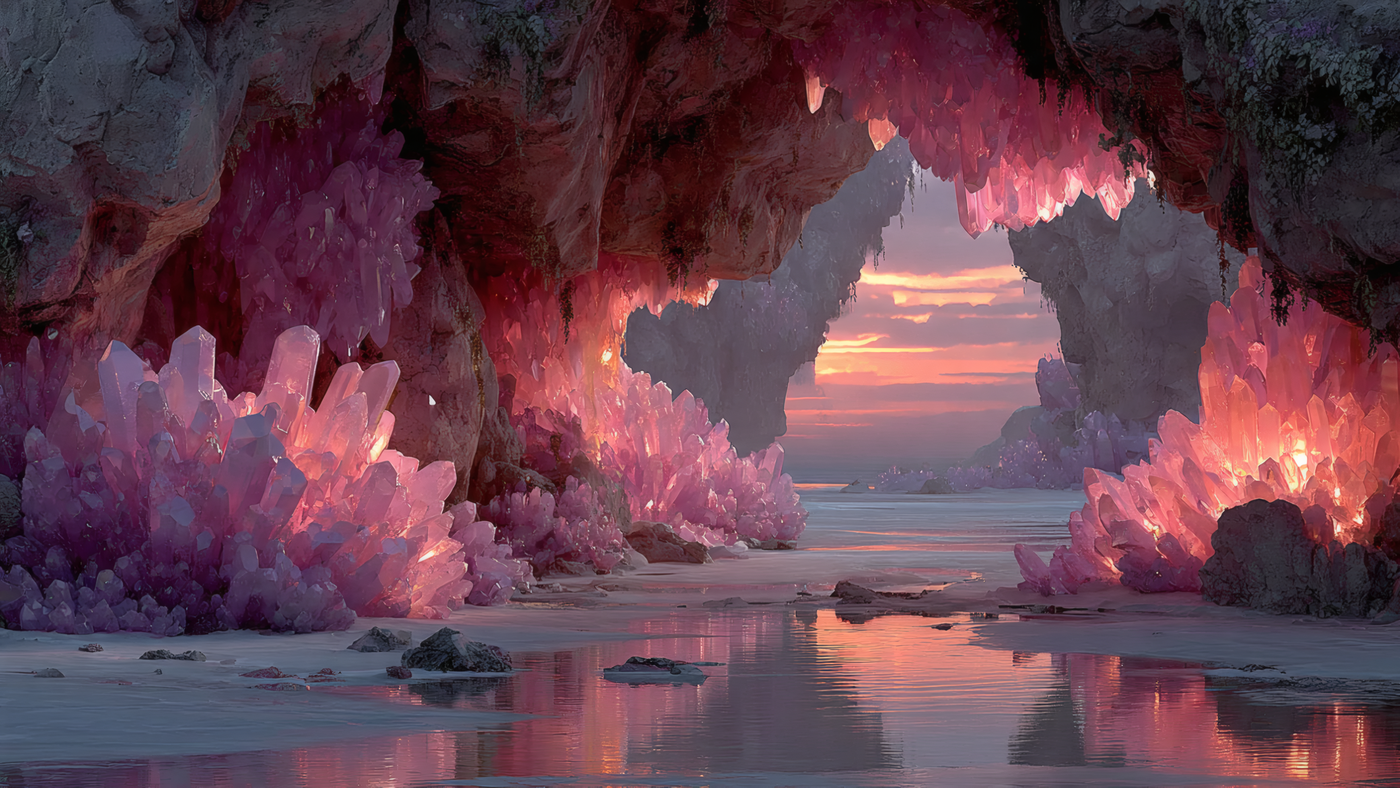Crystal Cave Landscape at Sunset