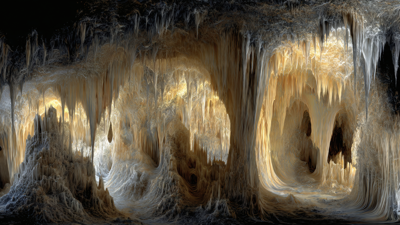 Abstract Cavern Landscape with Stalactites