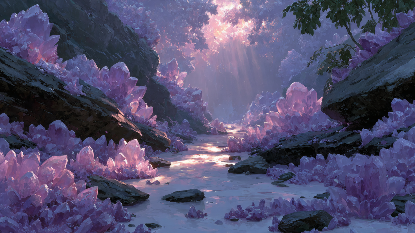 Crystal River Fantasy Landscape Illustration