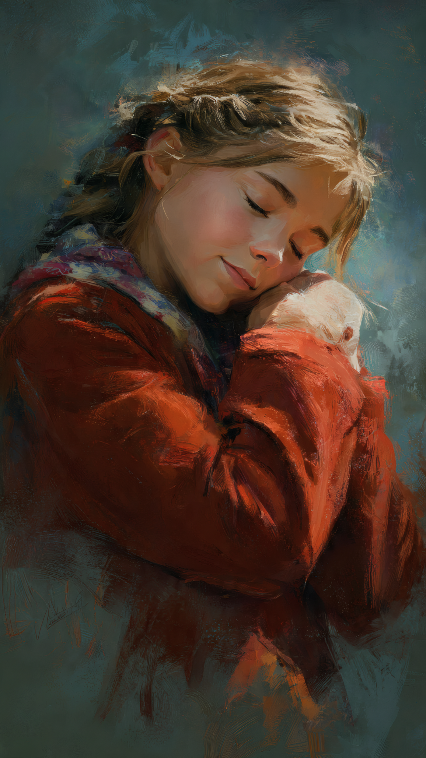 Girl and Baby Illustration Art