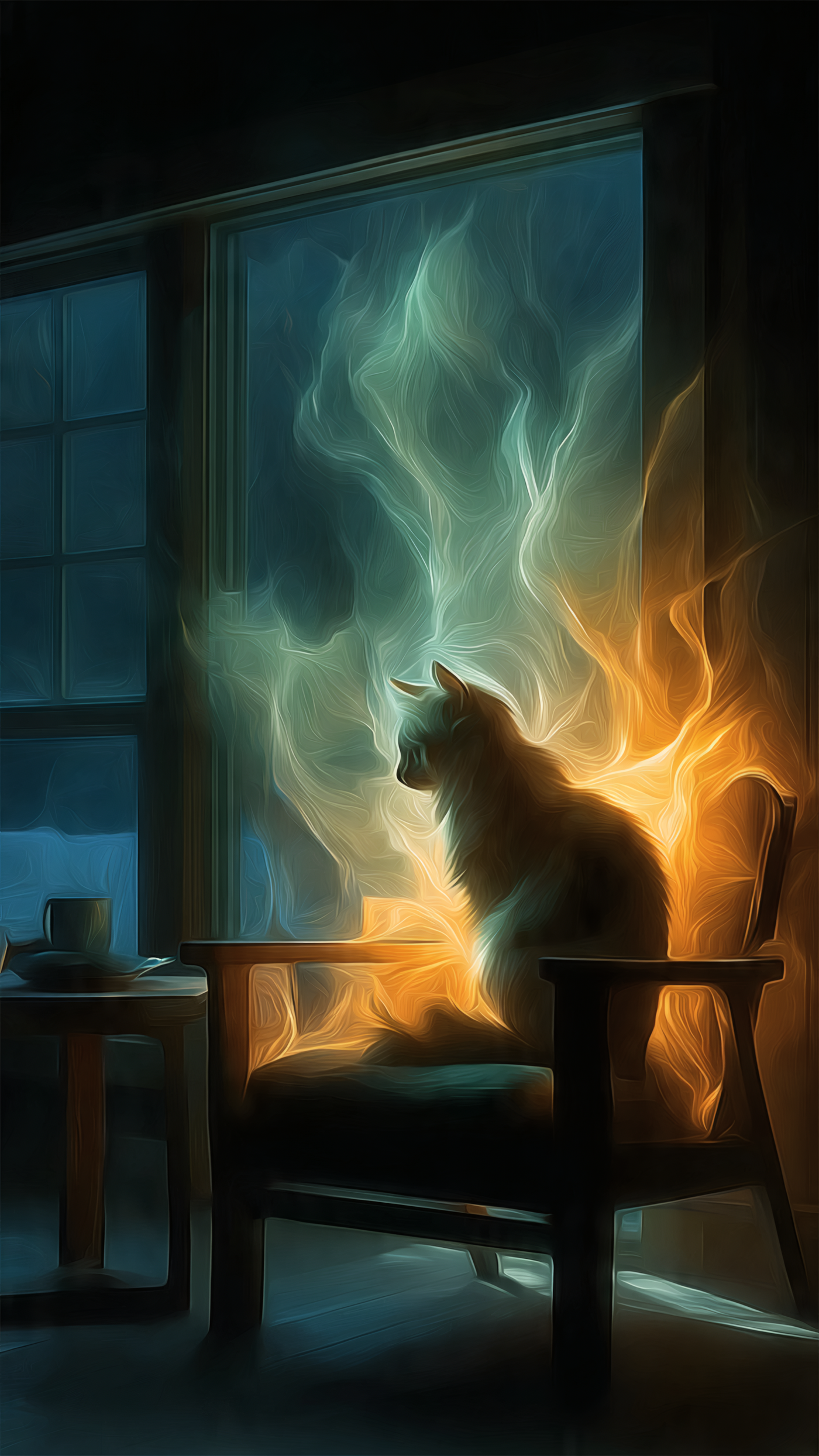 Cat Sitting in Chair by Window