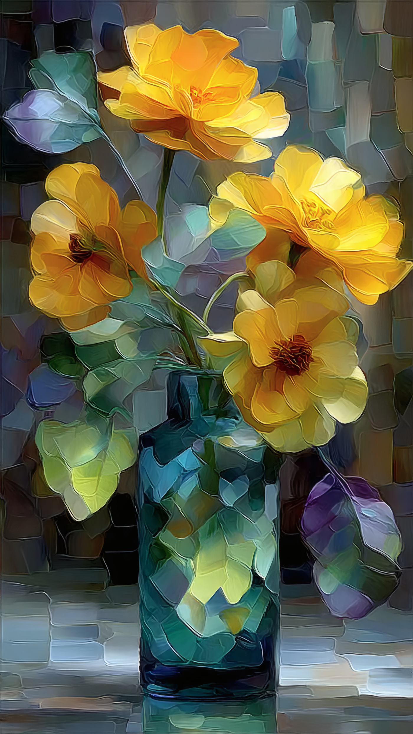 Yellow Flower Still Life Art Painting