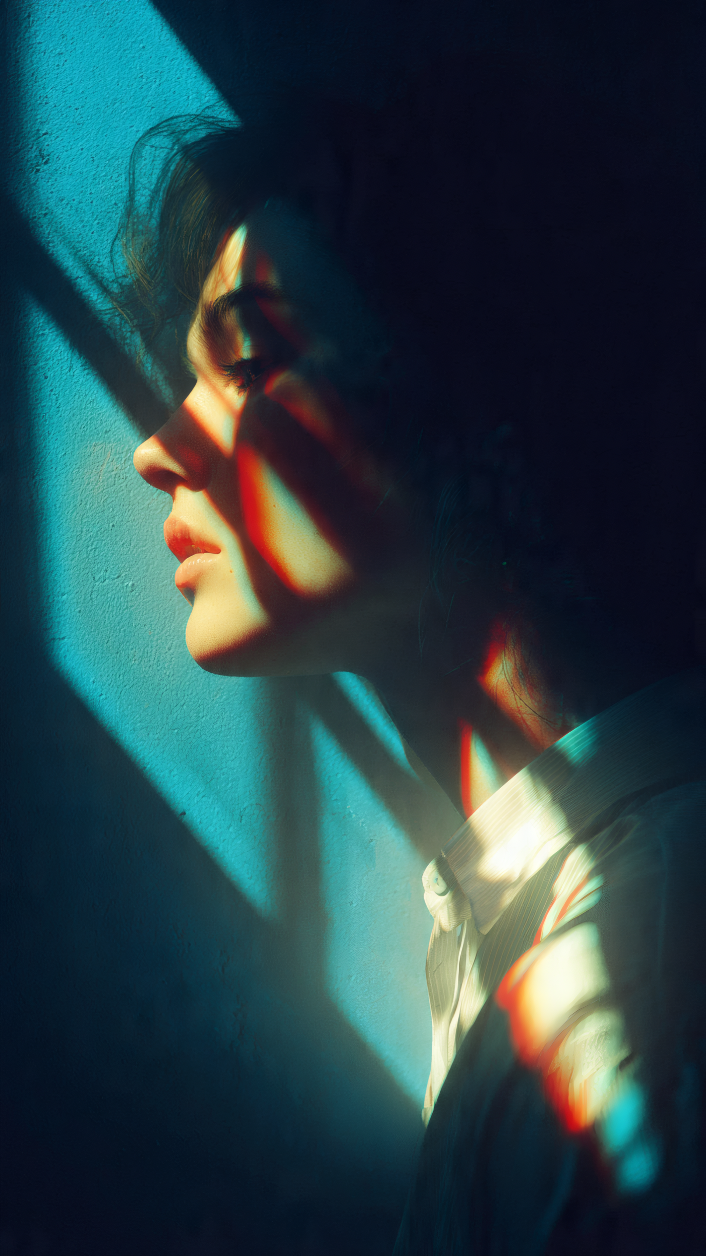 Woman Portrait with Light and Shadow