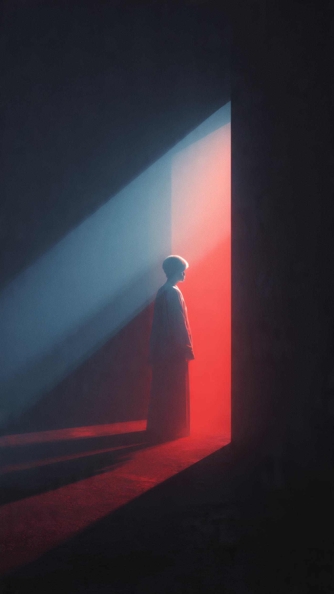 Person in Doorway Bathed in Red Light