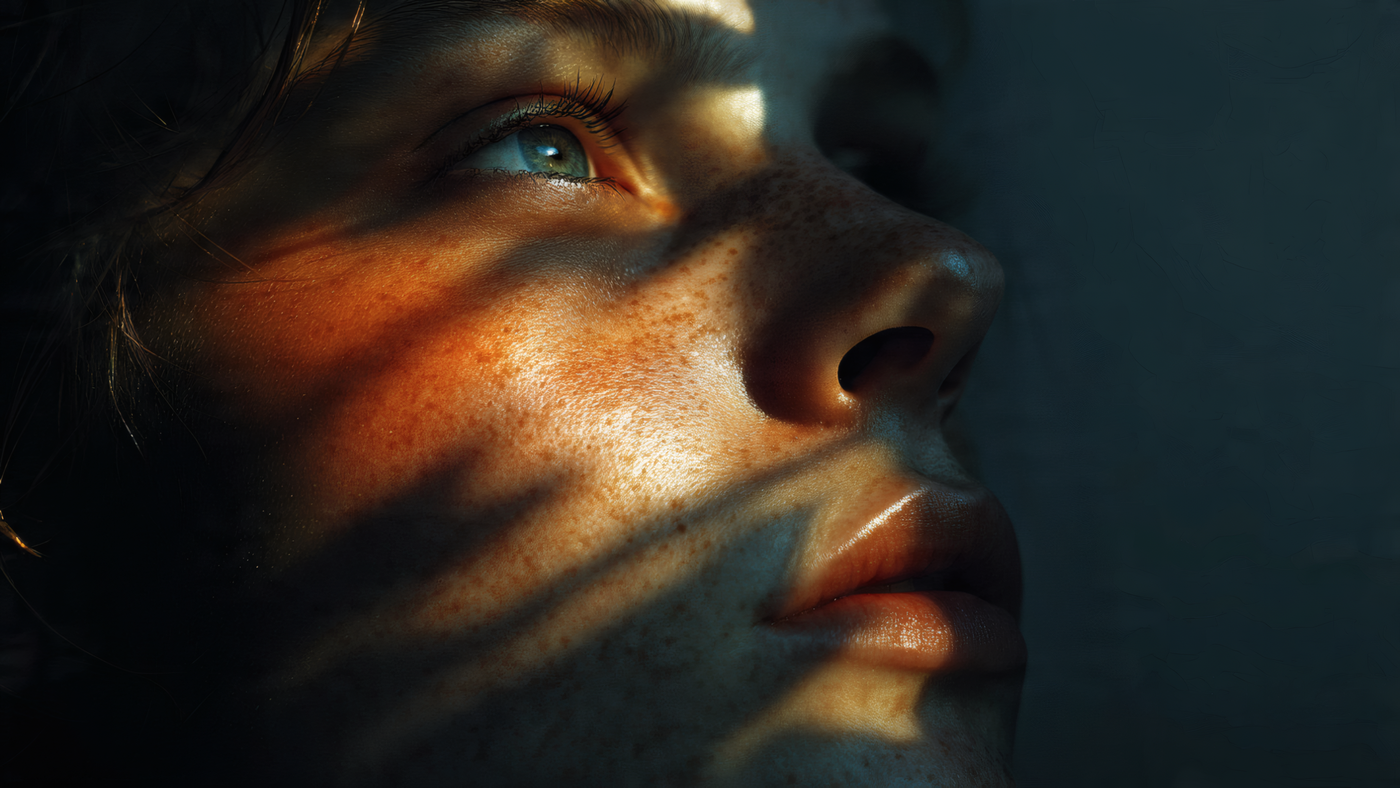 Close-up Portrait of a Freckled Face