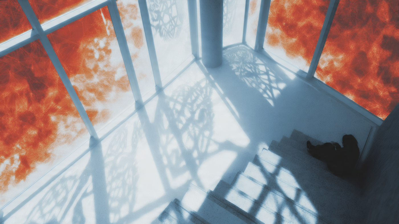 Modern Interior with Geometric Window Shadows