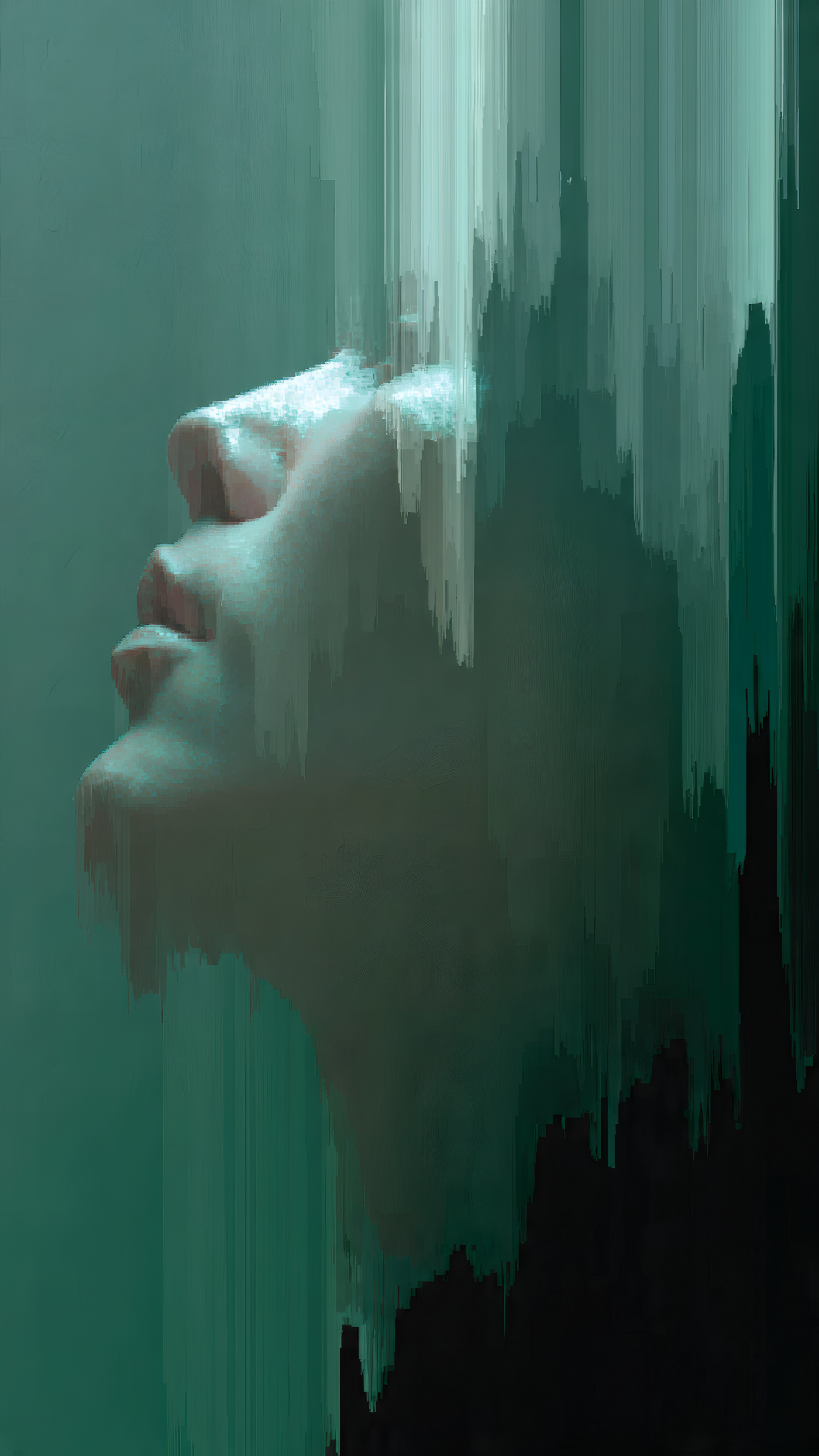 Abstract Pixelated Face Digital Art