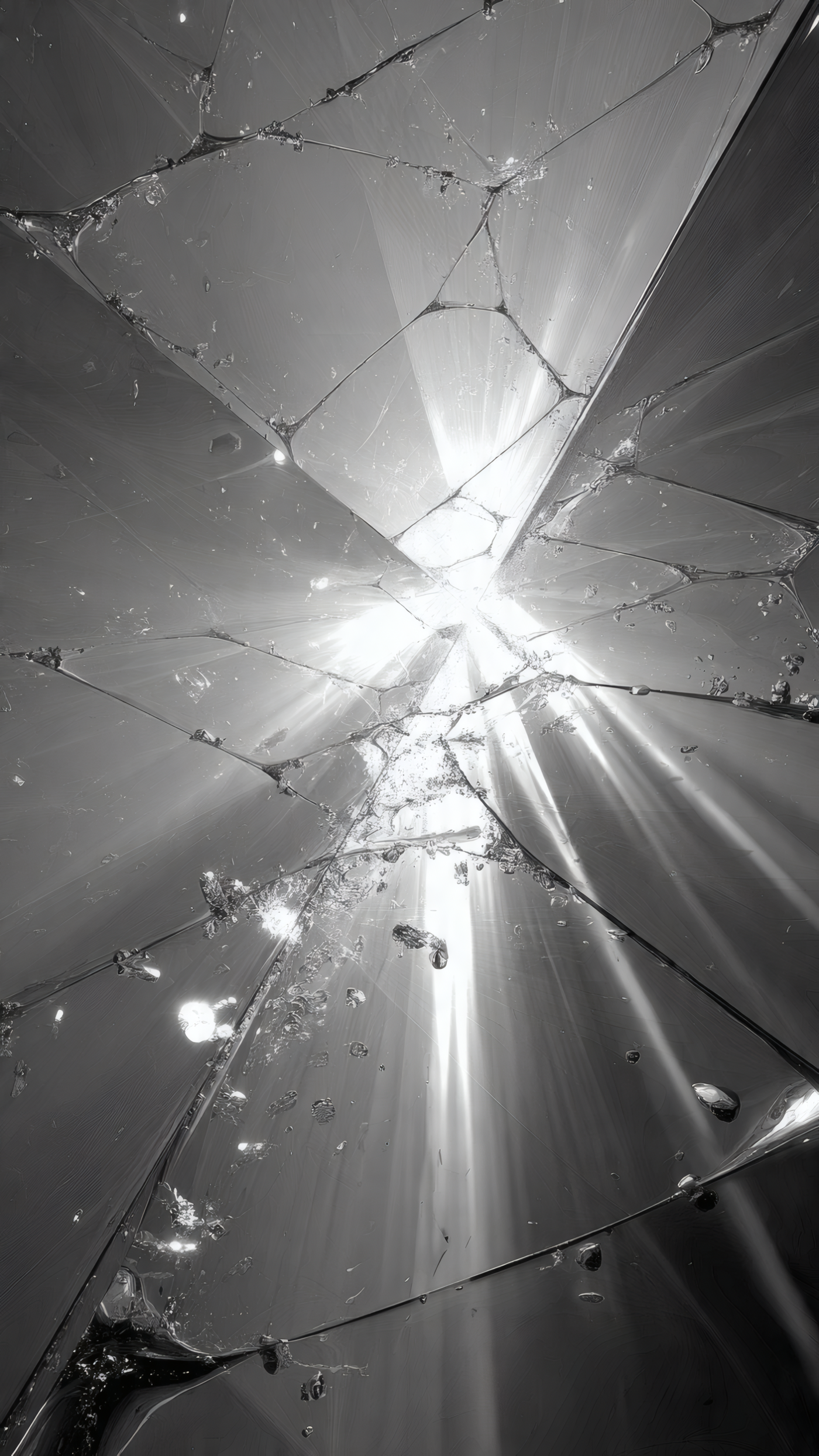 Abstract Broken Glass with Light Rays