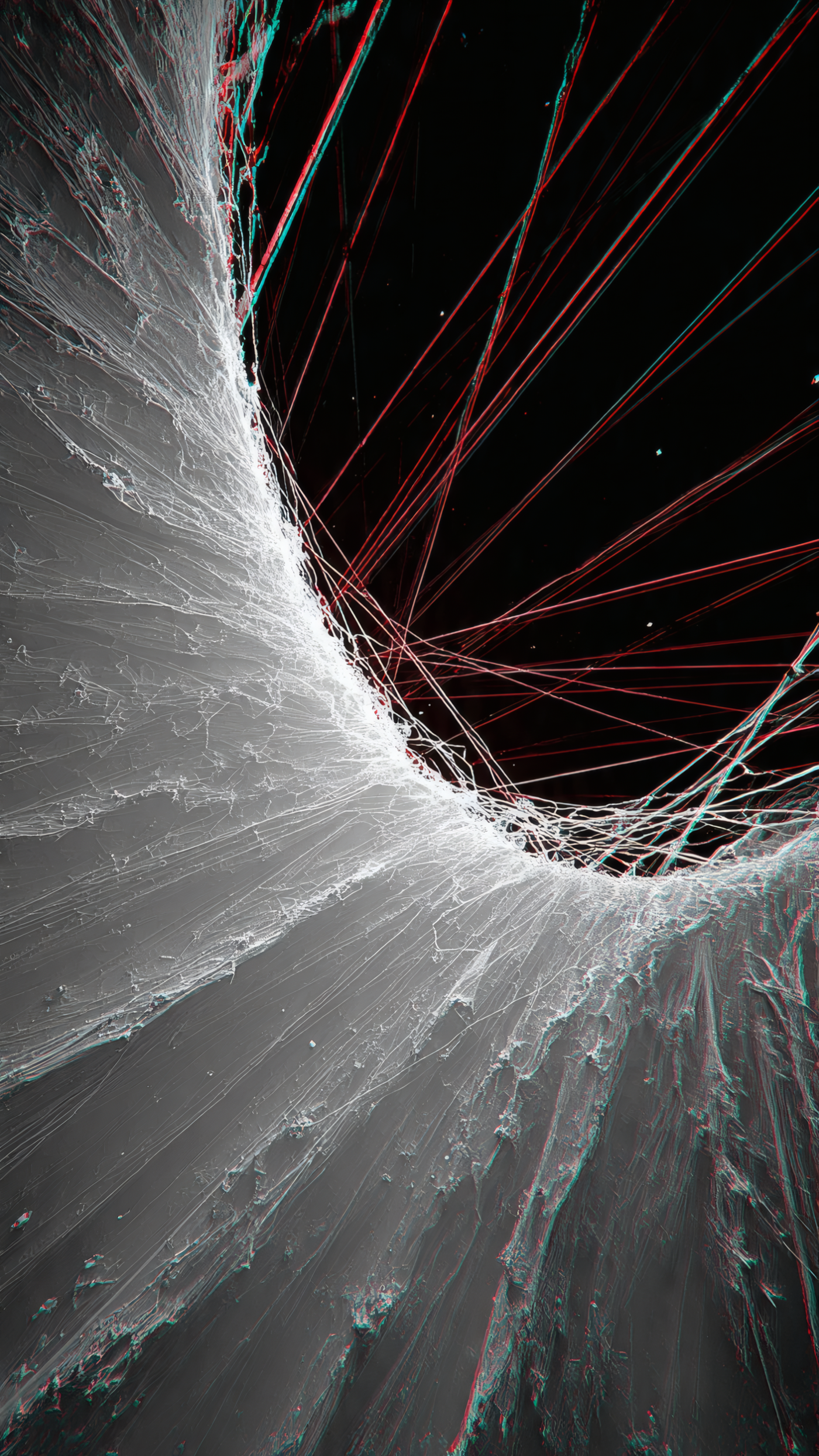 Abstract Hole with Red Lines and Glitch Effect