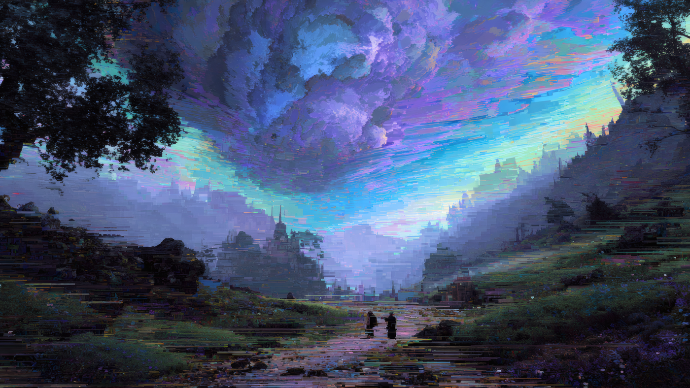 Abstract Landscape with Figures and Sky