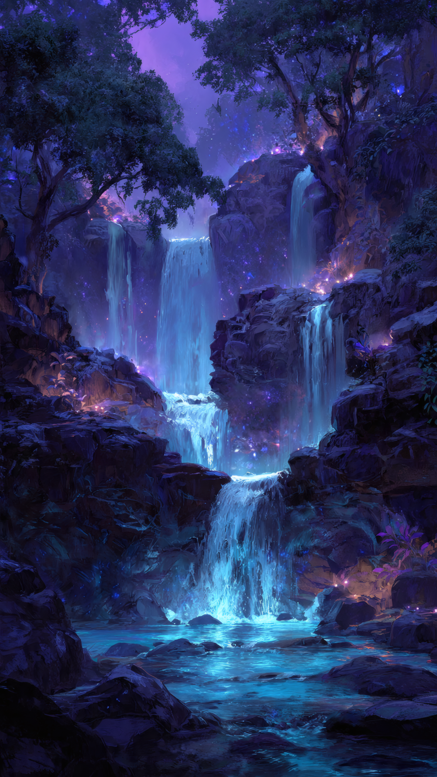 Enchanted Waterfall Fantasy Landscape 4K Wallpaper