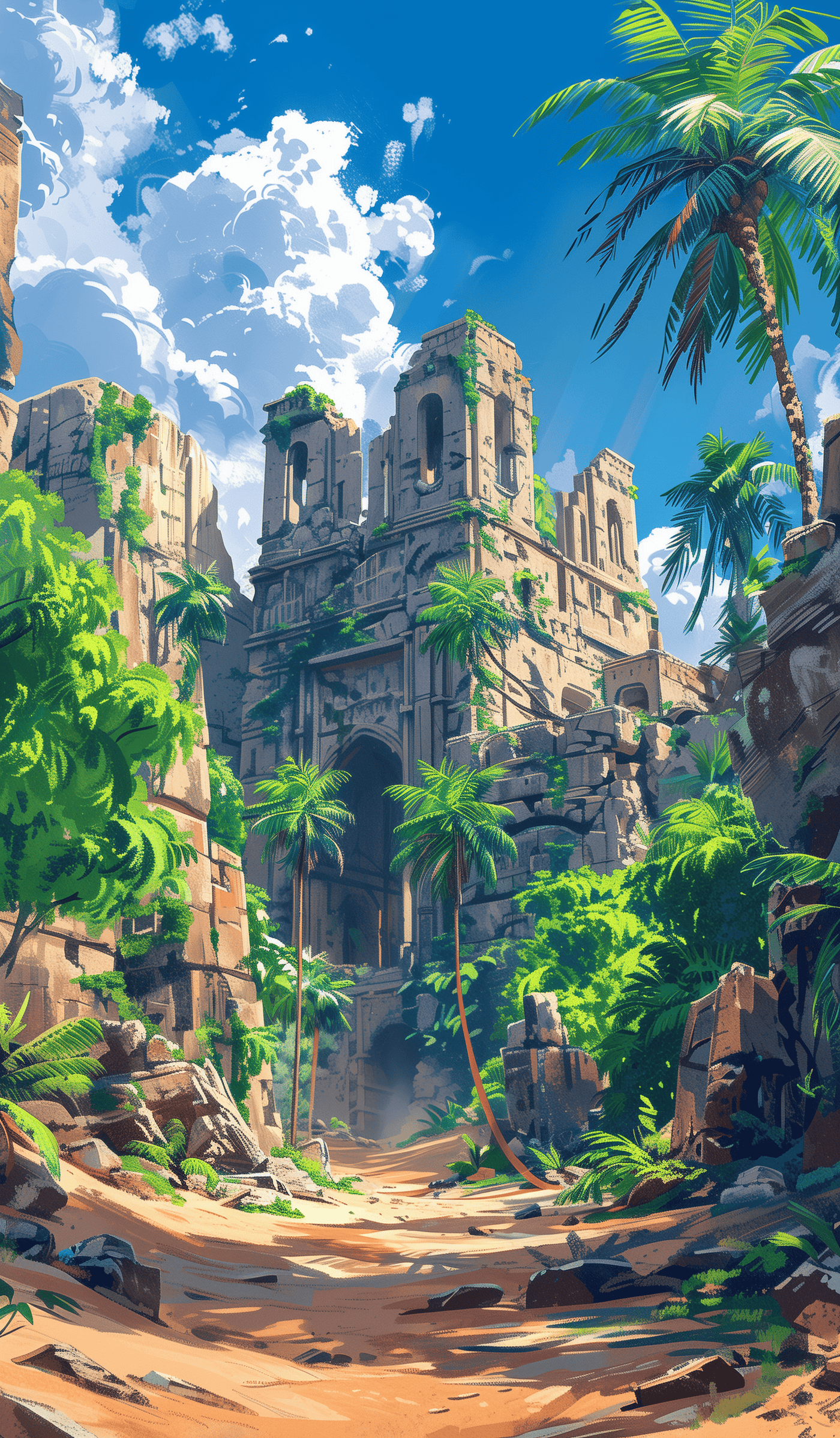 Ancient Ruins Overgrown by Jungle Trees