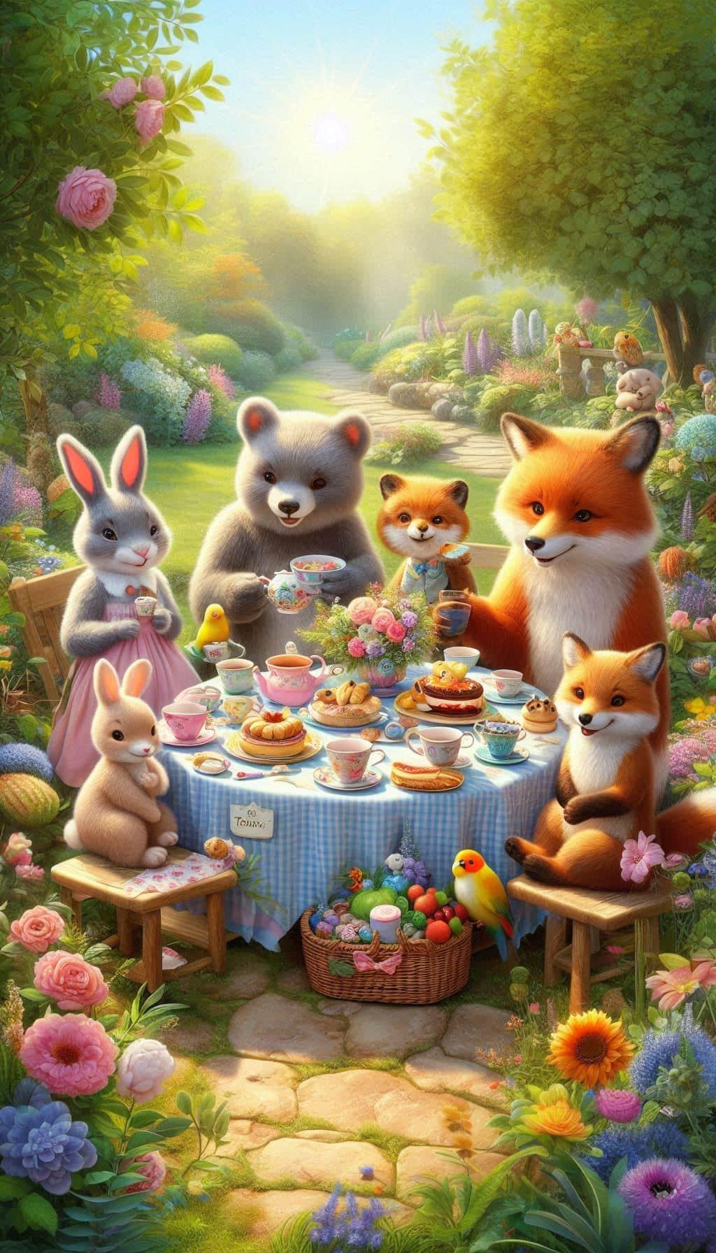Woodland Tea Party Wallpaper