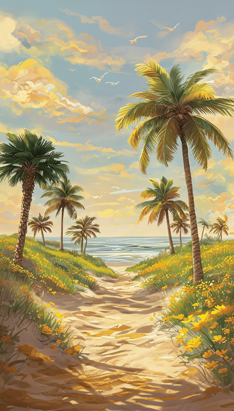 Sunset Beach Path Wallpaper