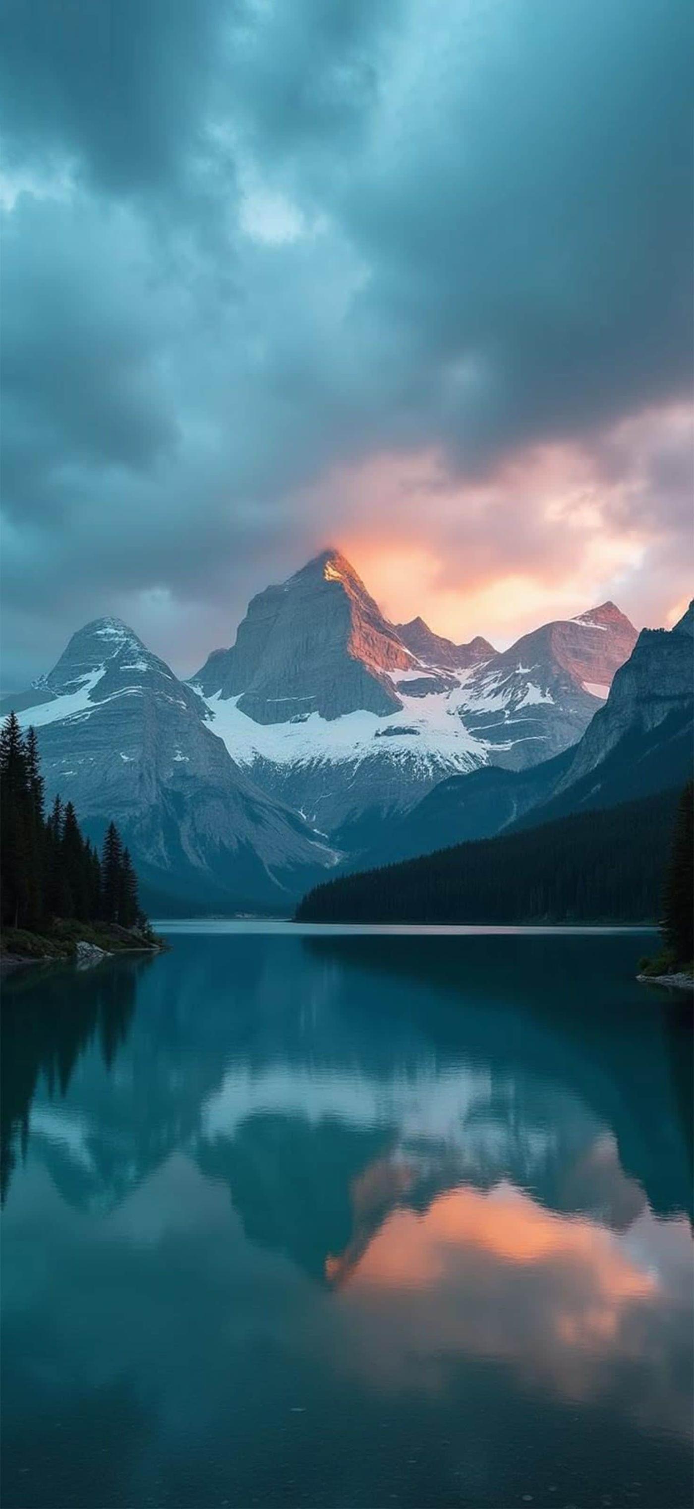 Sunset Mountain Lake Reflection