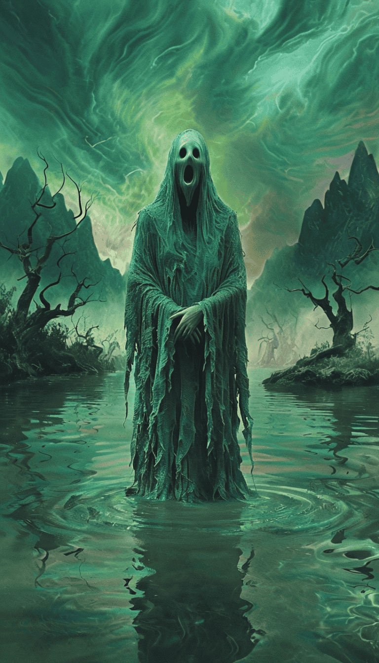 Creepy Ghost Figure in Water