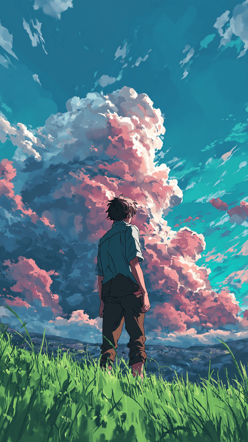 Taki Gamerz Anime Boy Standing in a Vast Green Field Looking