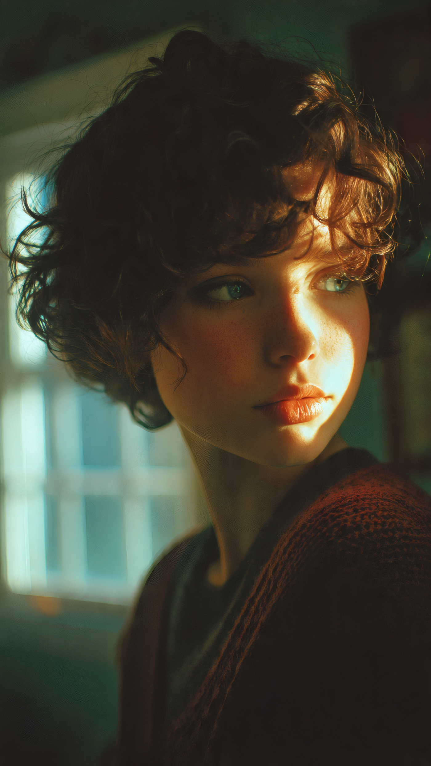 Portrait of a Girl with Curly Hair