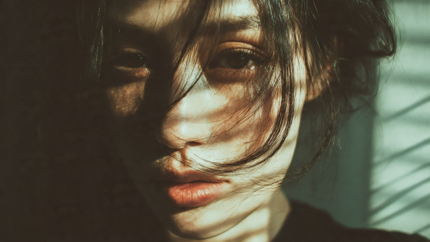Close-up Portrait with Striking Lighting