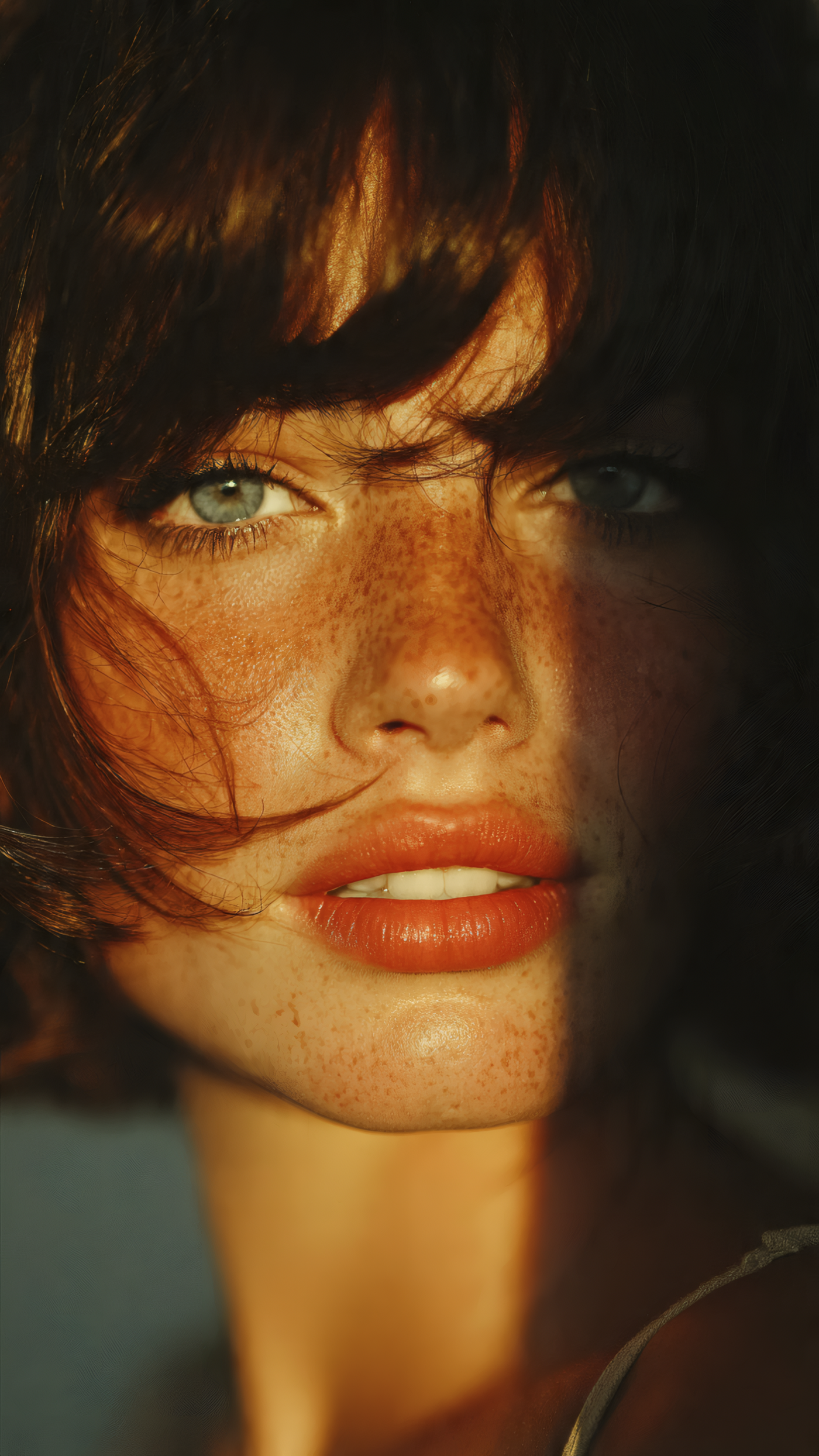 Freckled Face with Blue Eyes