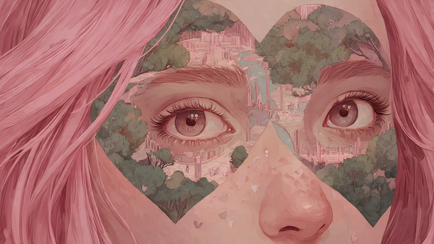 Surreal Cityscape Reflection in a Face