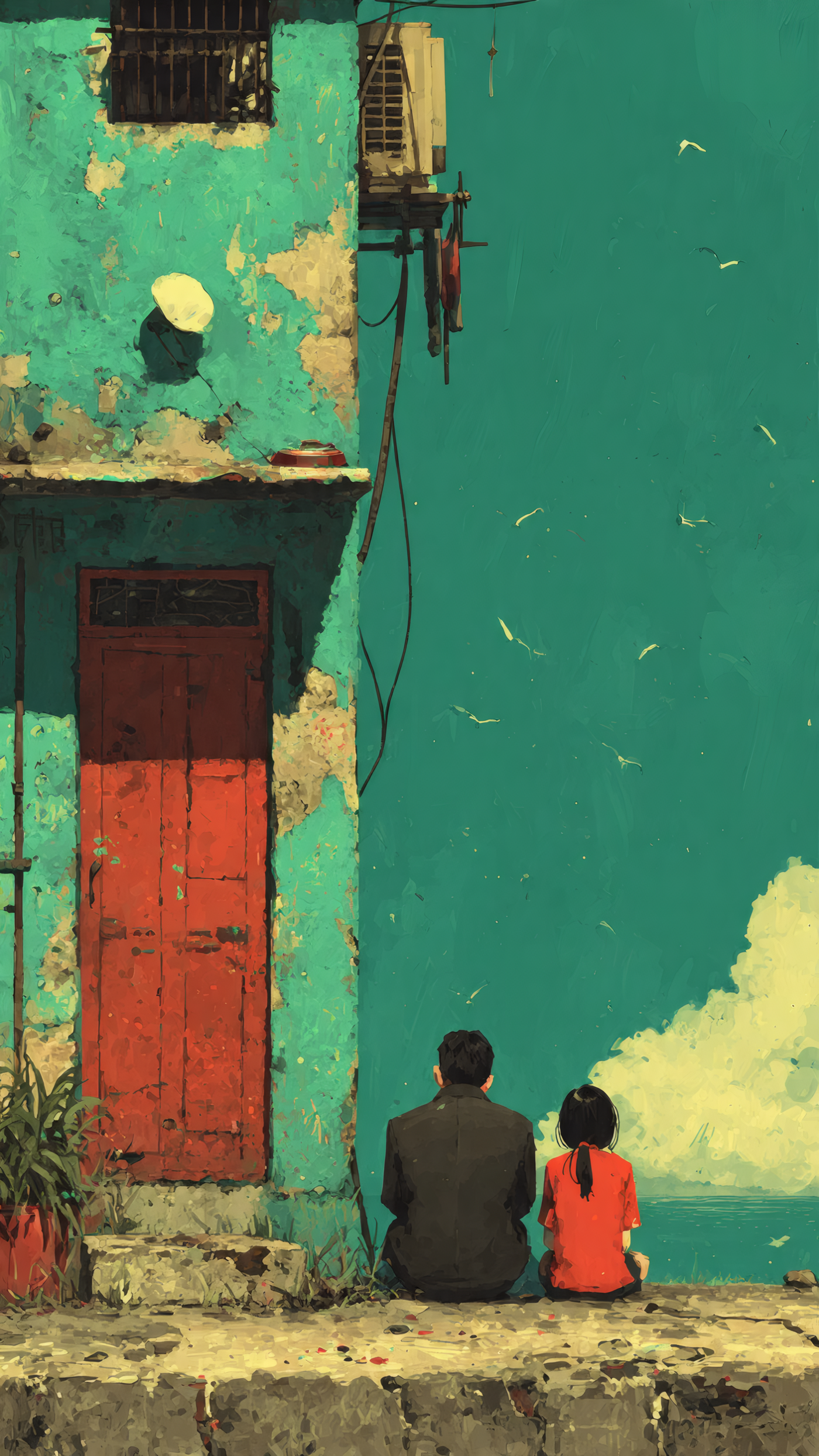 Couple Gazing at the Ocean Art