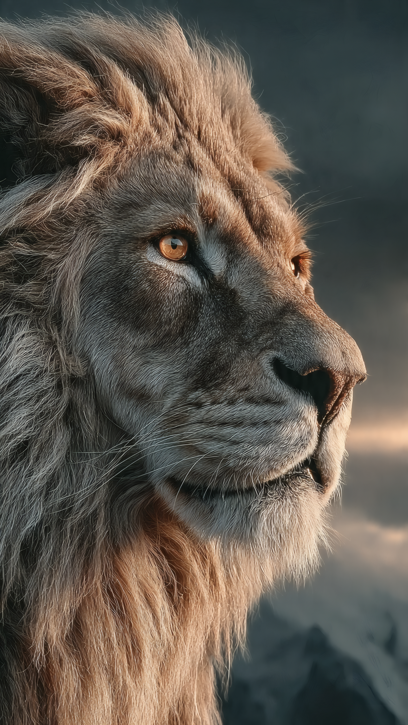 Majestic Lion Portrait Close Up