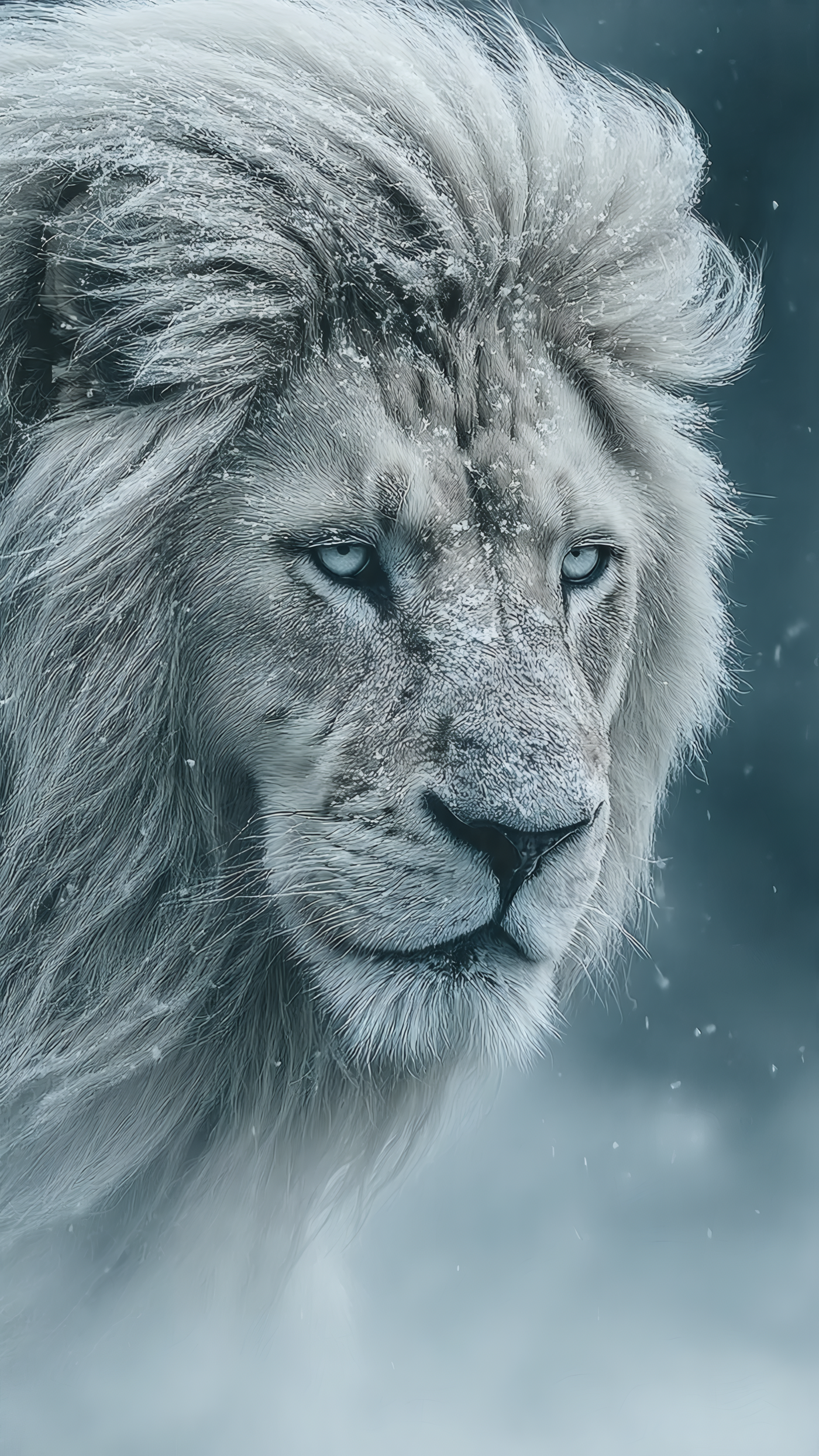 Striking Portrait of a Majestic White Lion