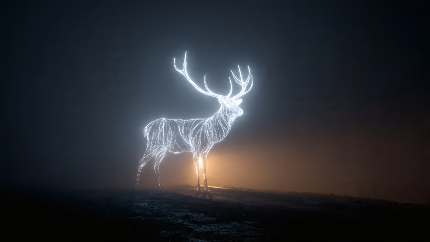 Glowing Deer in the Fog