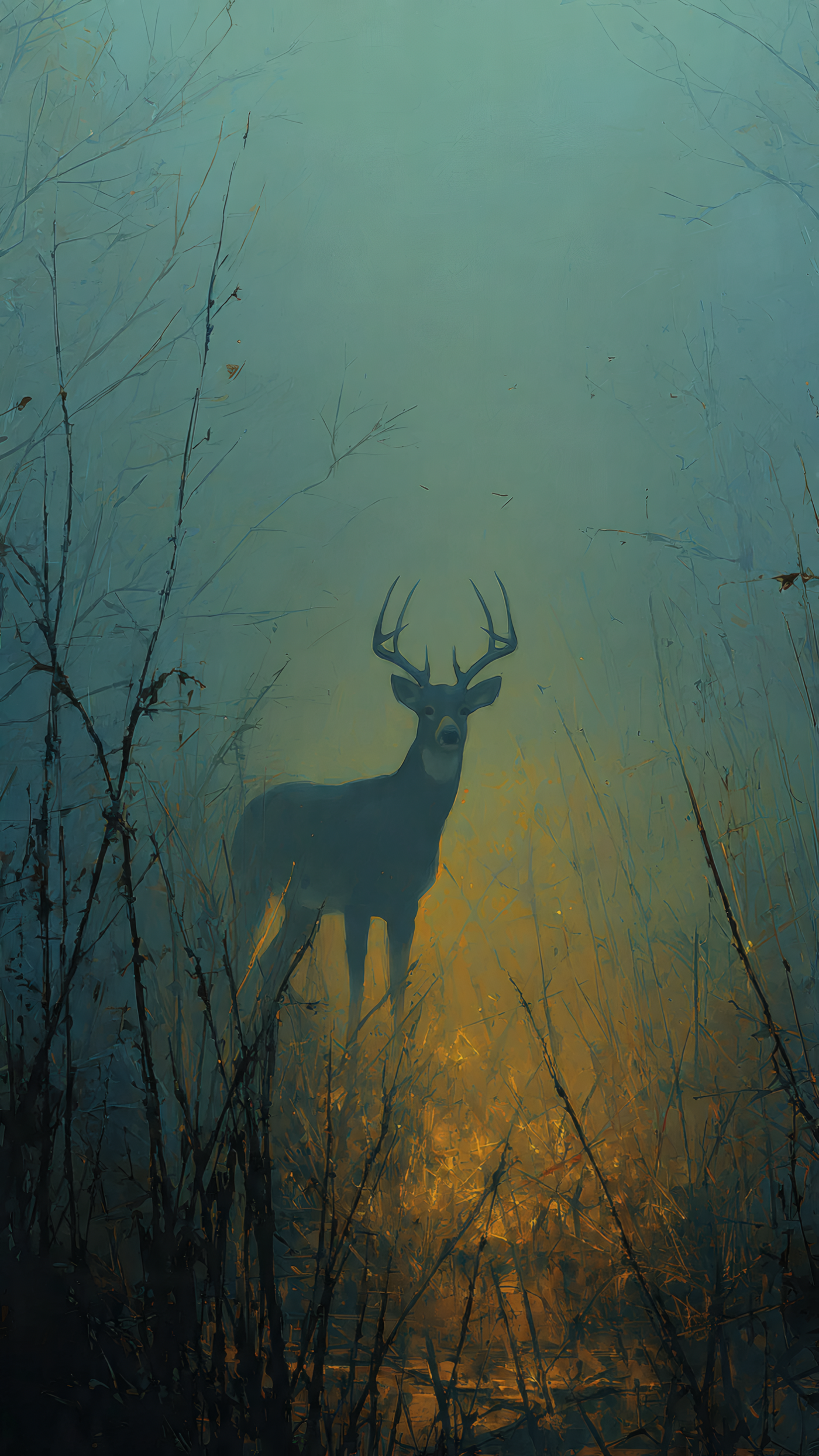Deer in Misty Forest Art