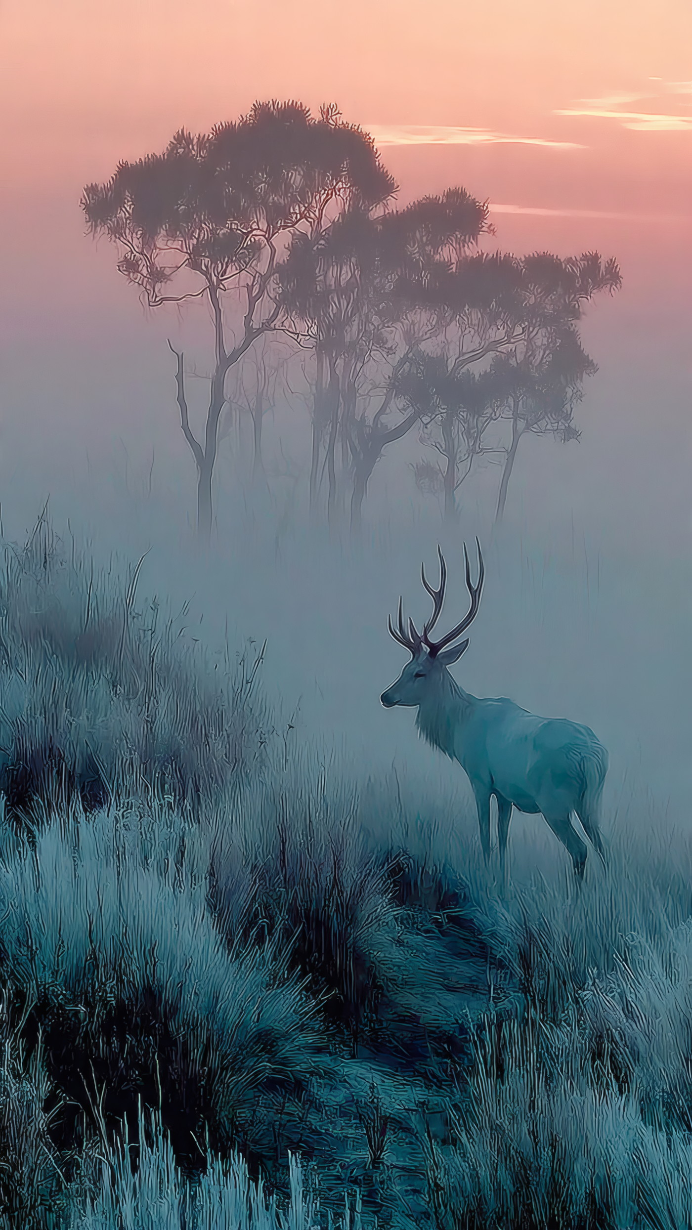 Deer in Misty Landscape
