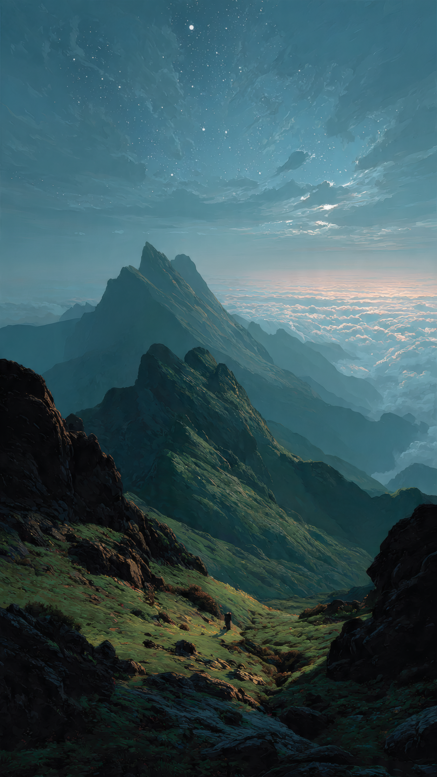 Majestic Mountain Landscape with Cloudy Sky