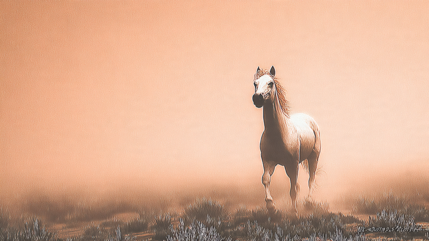 White Horse Running Through Field