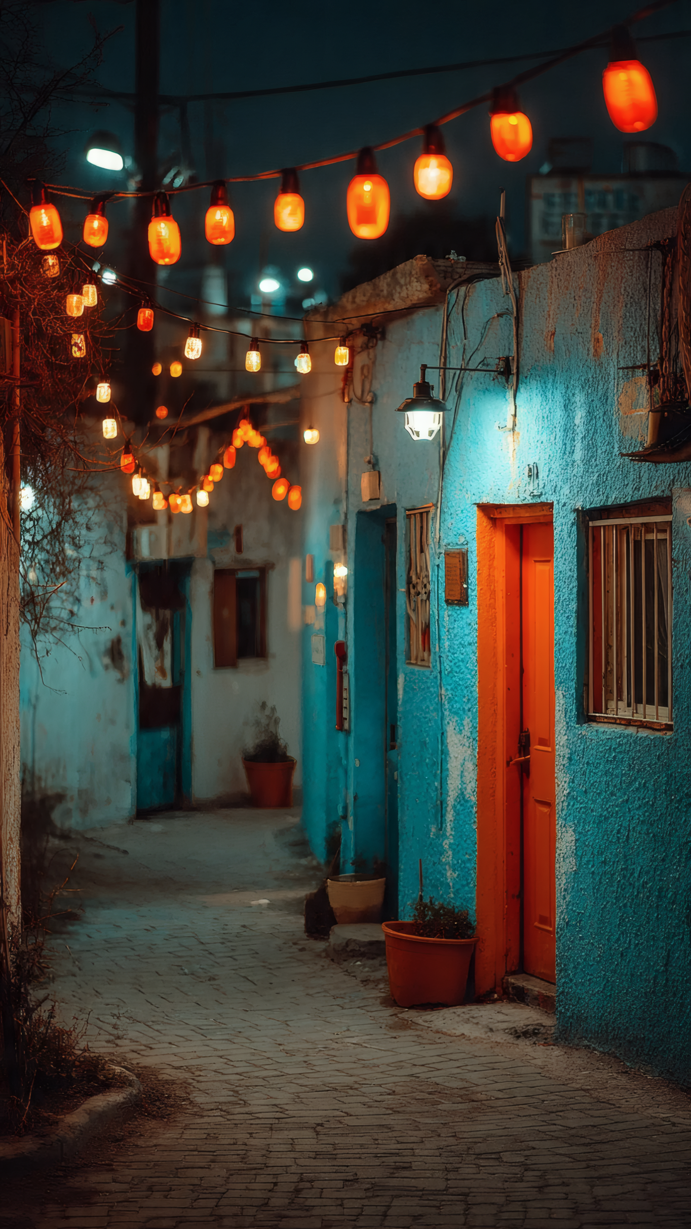 Charming Street with Lanterns