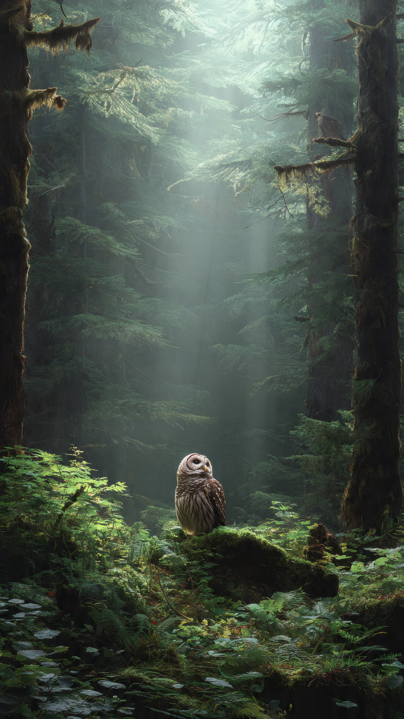 Barred Owl in a Lush Forest