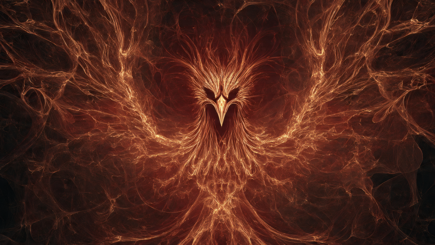 Fiery Abstract Phoenix Design Illustration
