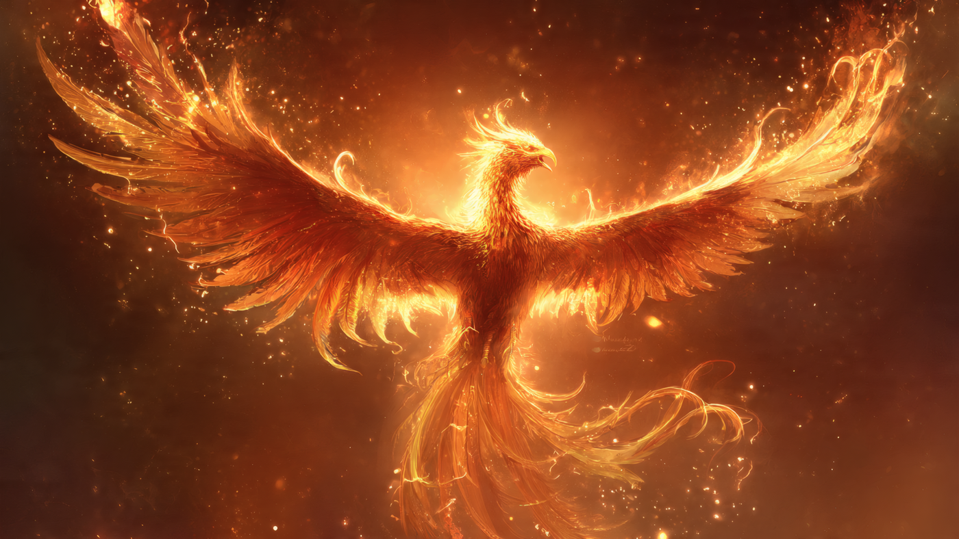 Fiery Phoenix Rising Illustration Art