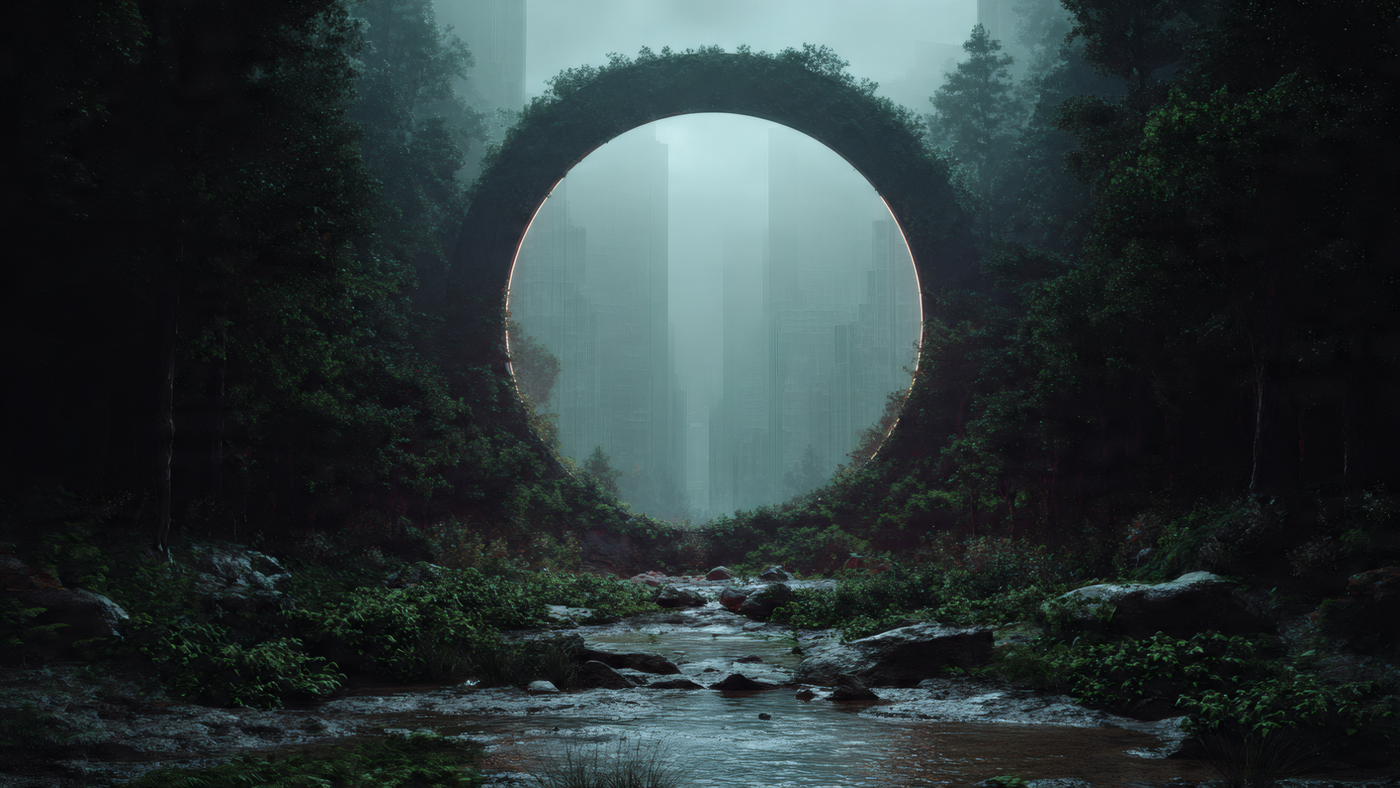 Nature Portal to a Futuristic City