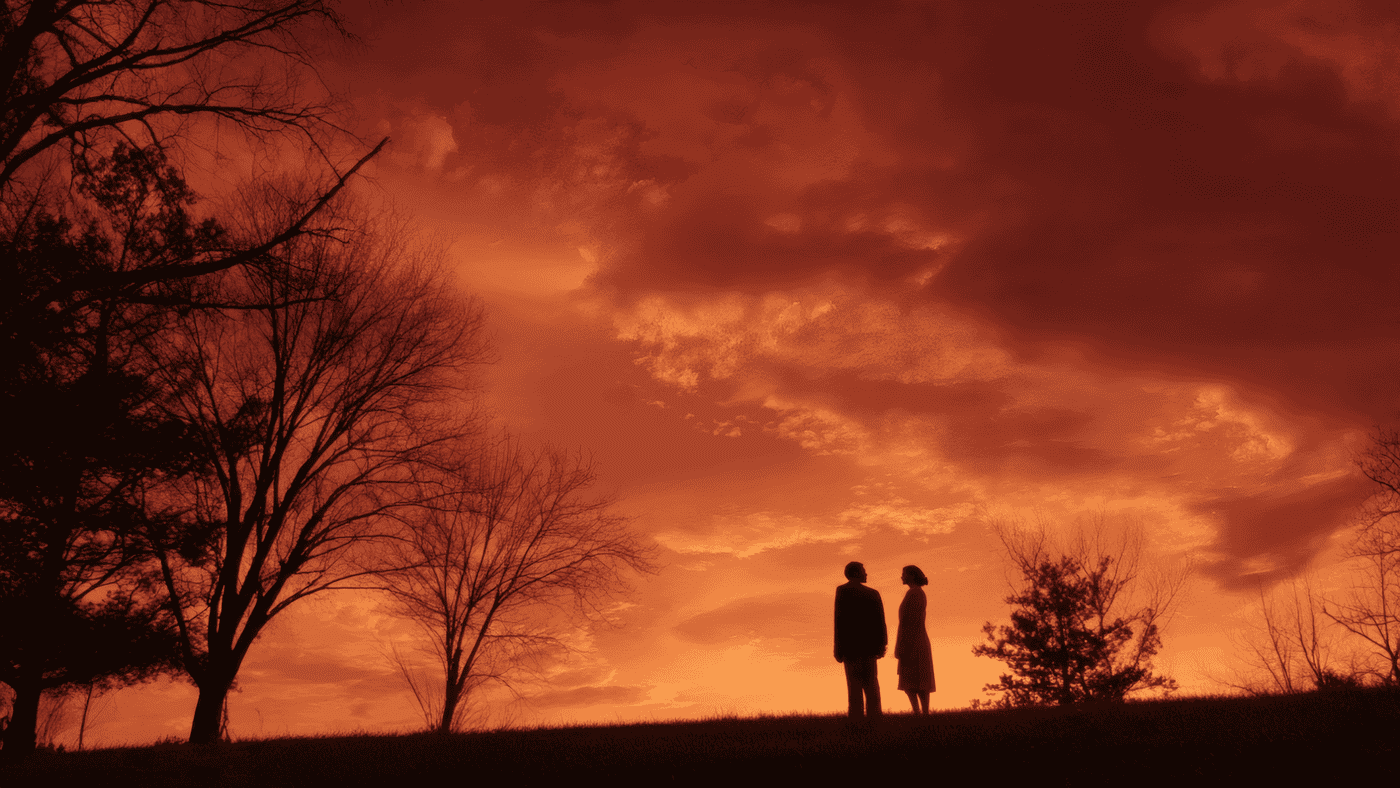 Couple Silhouette Sunset Sky