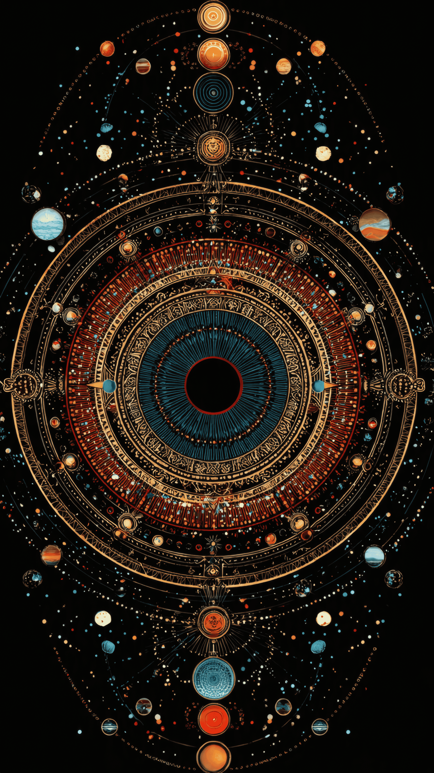 Detailed Astronomical Circular Mandala Art