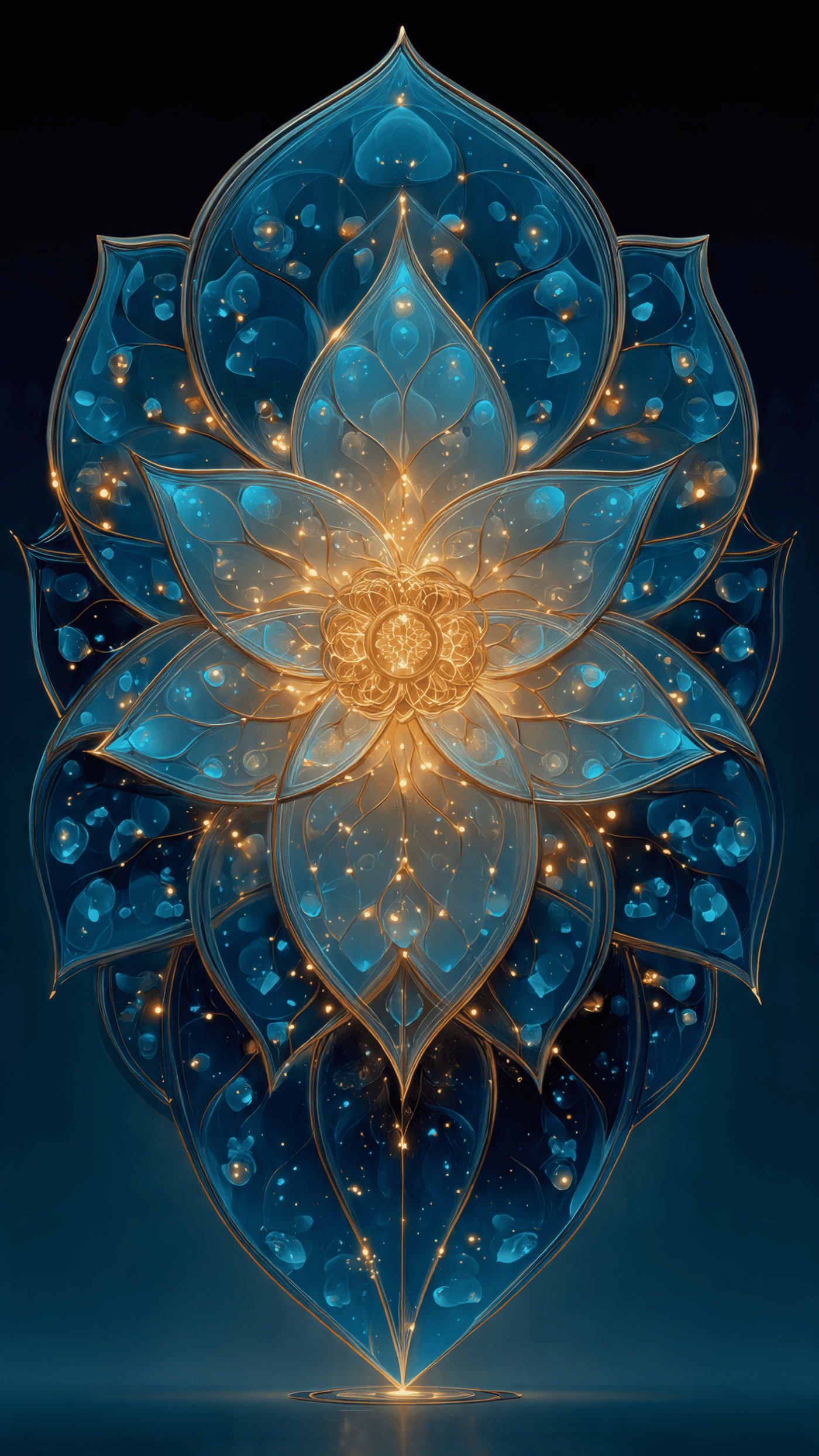 Abstract Floral Art with Glowing Light