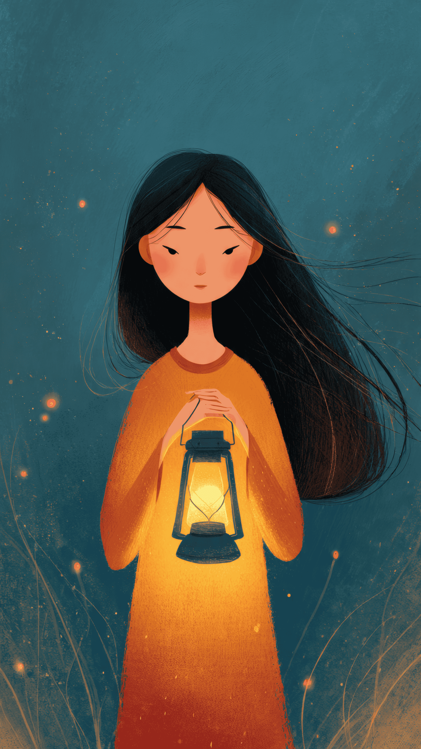 Girl with Lantern Illustration