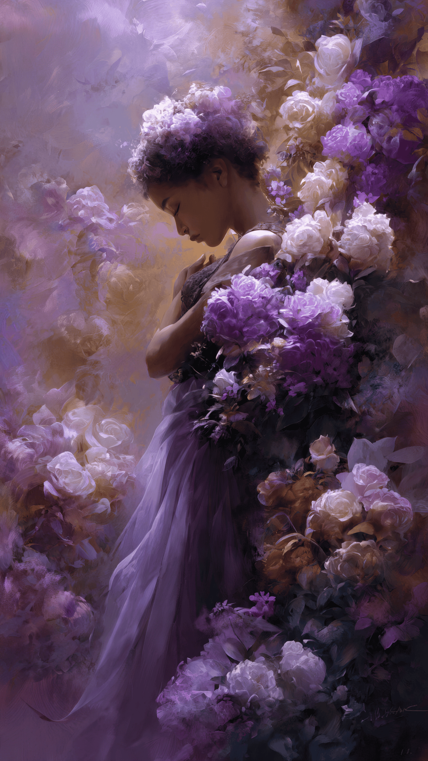 Woman in Floral Gown Painting
