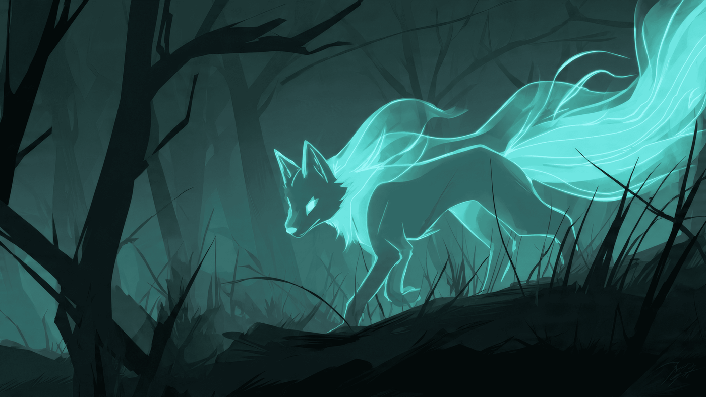 Glowing Fox in a Dark Forest