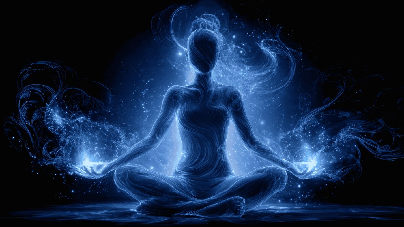 Spiritual Light Being Silhouette Divine Glow Chaos