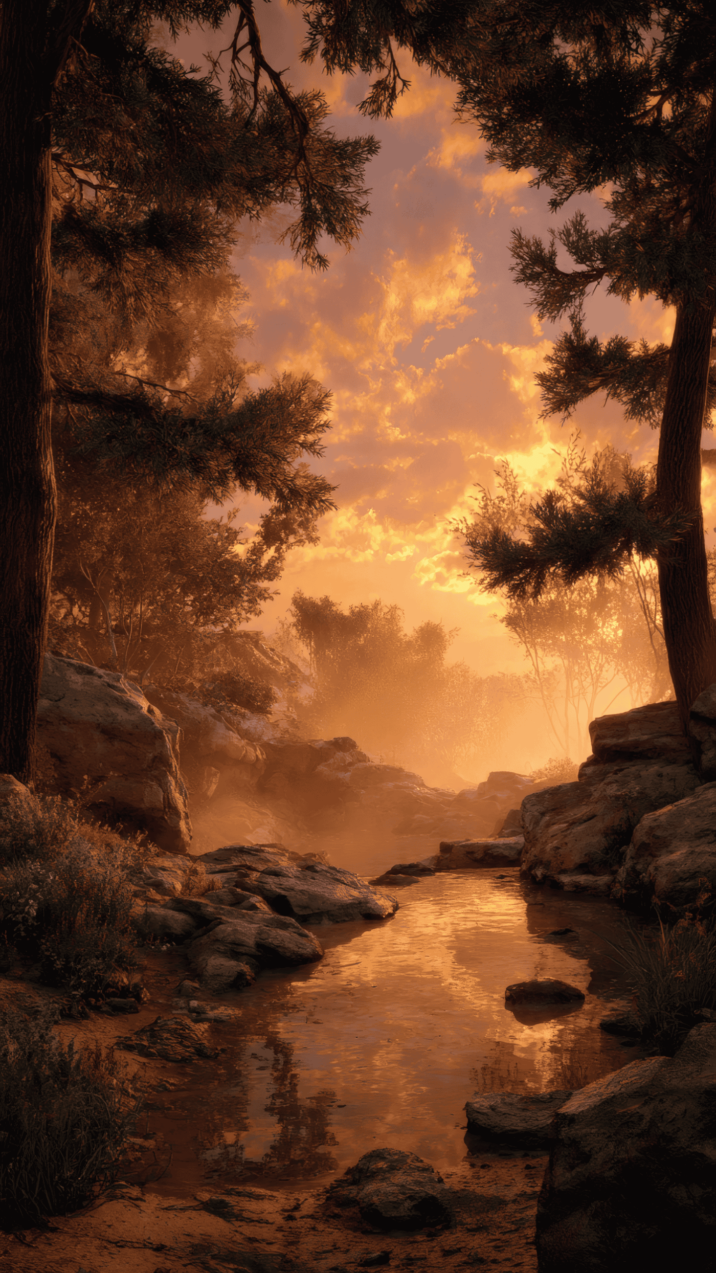 Peaceful Sunset River Landscape