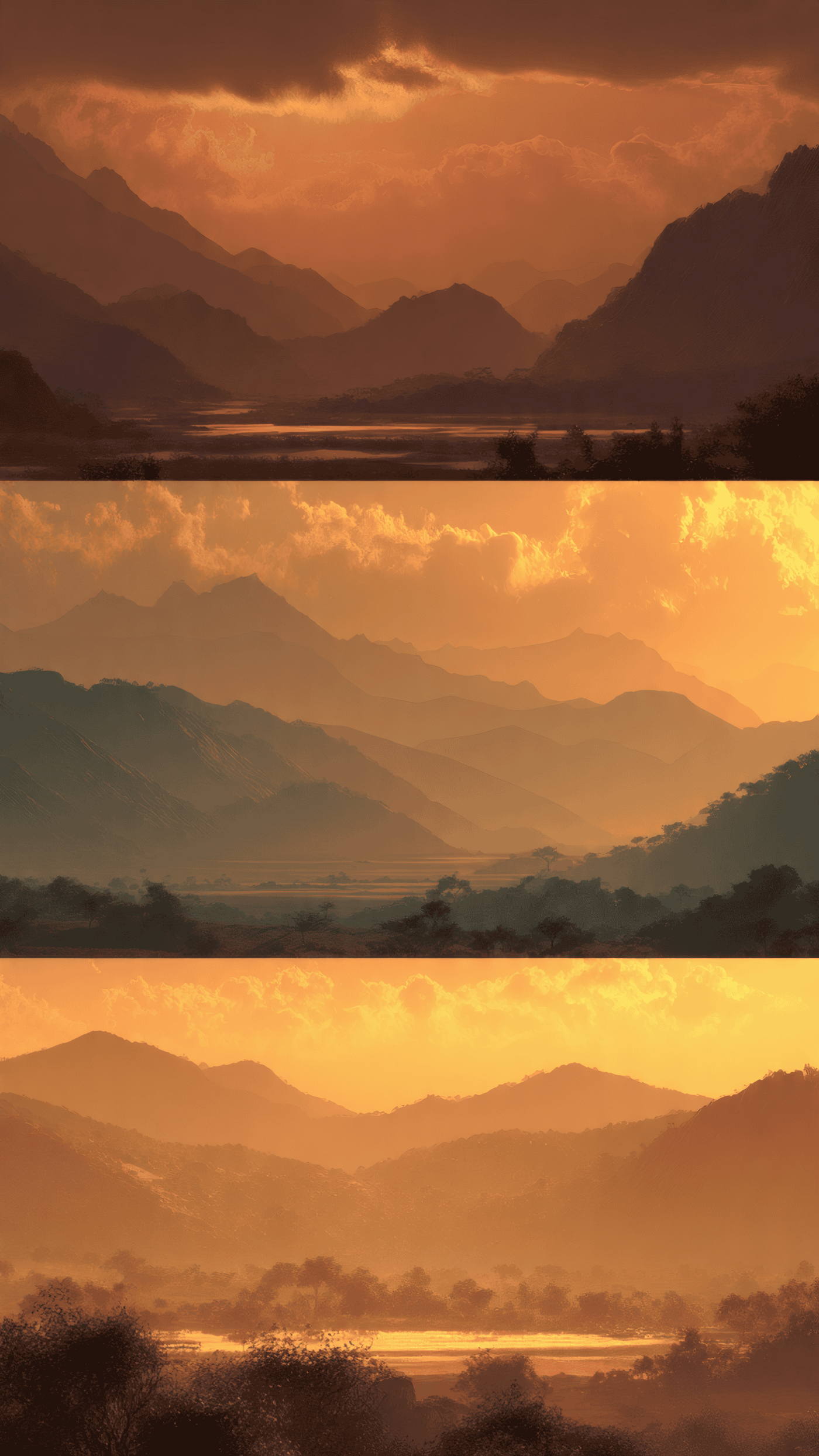 Orange Hues of Mountain Landscape