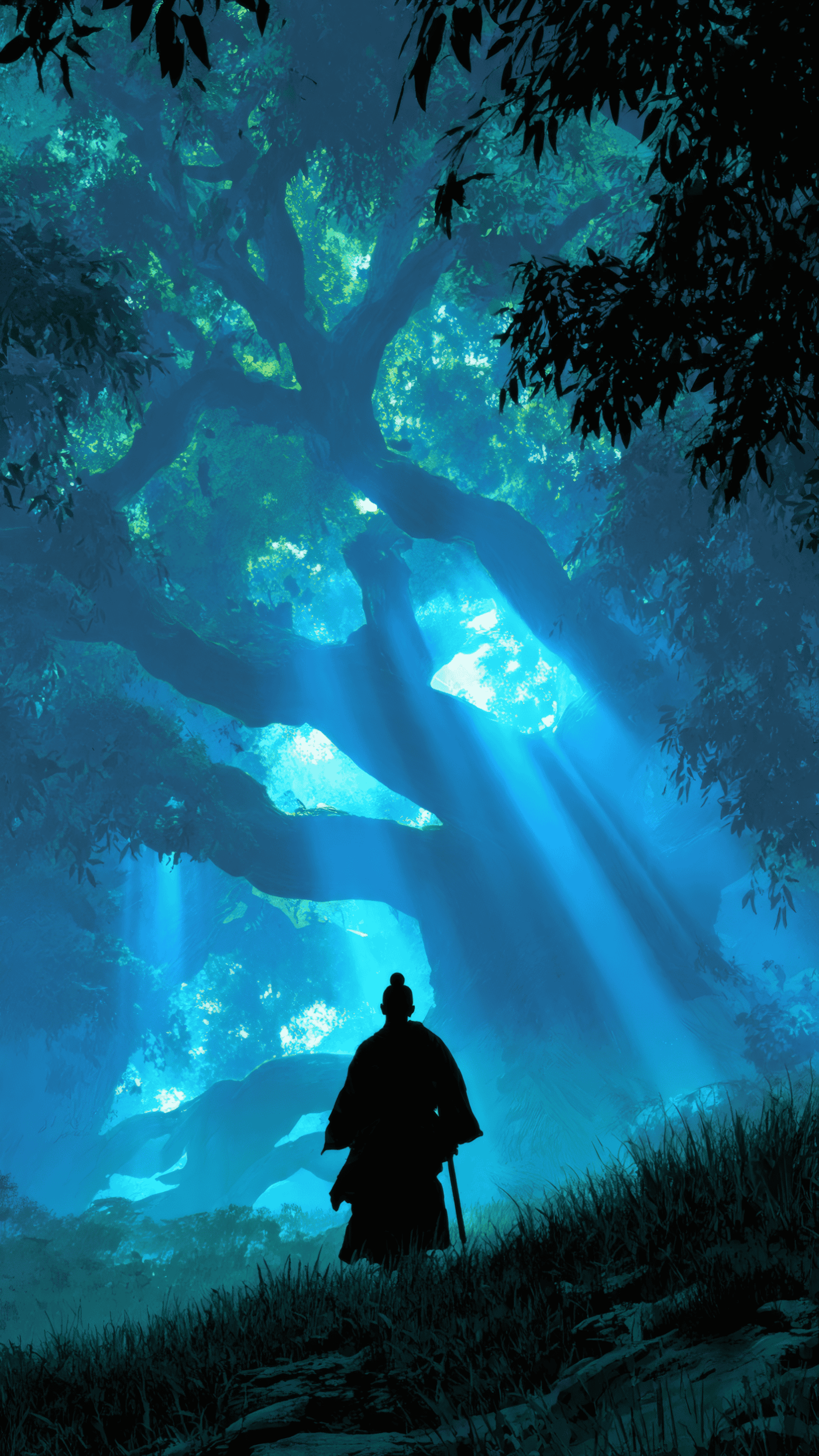 Zen Fantasy Scene with Monk Silhouette Chaos 6