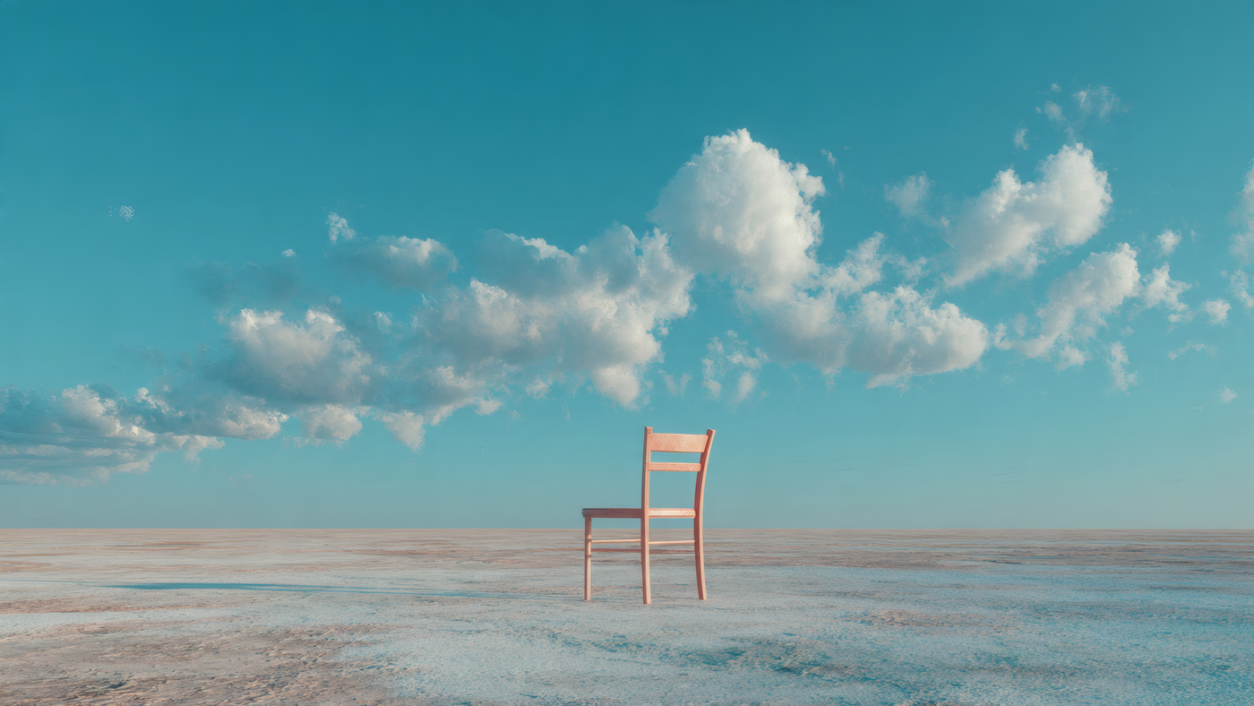 Empty Chair on Barren Landscape