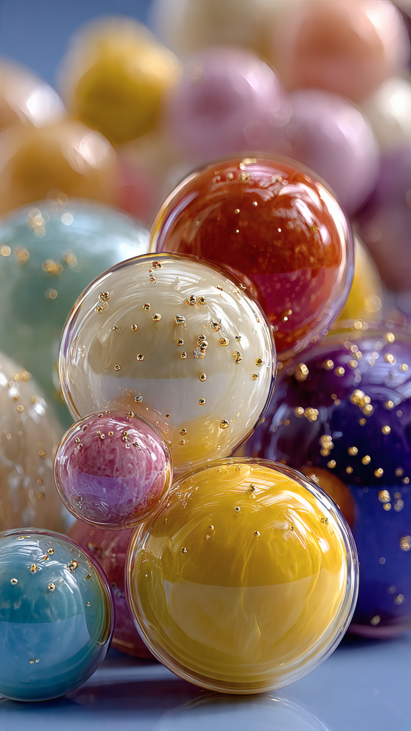 Shiny Colorful Spheres Abstract Art